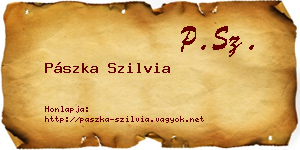 Pászka Szilvia névjegykártya