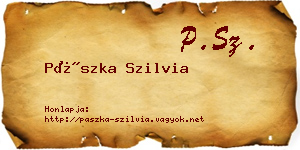 Pászka Szilvia névjegykártya